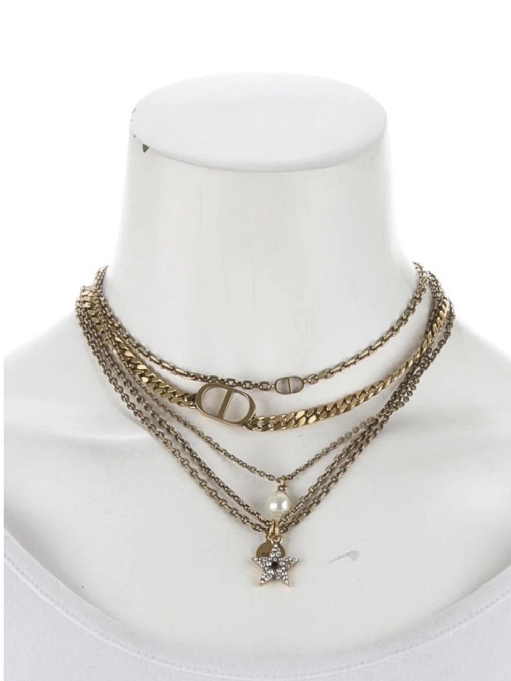 Christian Dior 30 Montaigne layered necklace Featuring Crystal Star/faux Pearl - Picture 3 of 13